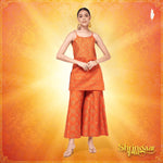 Shringaar Orange Festive Block Printed Strapy Kurta With Sharara