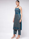 Shringaar Blue Sleeveless Block Printed Kurta With Matching Pant