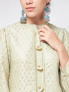 Pista Festive Foil Printed Shirt Style Kurta With High-Low Hemline