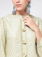 Pista Festive Foil Printed Shirt Style Kurta With High-Low Hemline