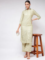 Pista Festive Foil Printed Kurta With U-Shape Hemline