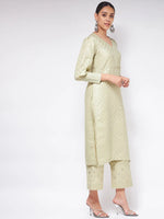 Pista Festive Foil Printed Kurta With Stylish Cuff