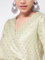 Pista Festive Foil Printed Kurta With Stylish Cuff