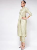 Pista Festive Foil Printed Gathered Kurta