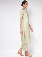 Pista Festive Foil Printed Straight-Fit Kurta