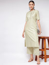 Pista Festive Foil Printed Straight-Fit Kurta