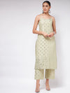 Pista Festive Foil Printed Sleeveless Strappy Kurta