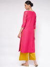 Shringaar Pink Block Printed Yoke Straight Fit Kurta