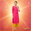 Shringaar Pink Block Printed Yoke Straight Fit Kurta