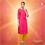 Shringaar Pink Block Printed Yoke Straight Fit Kurta