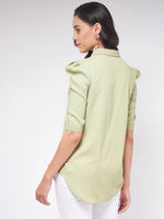 Flaunt Yourself In Solid Pleated Sleeves Shirt