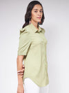 Flaunt Yourself In Solid Pleated Sleeves Shirt