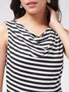 Monocromatic Stripes Cowl Neck Dress