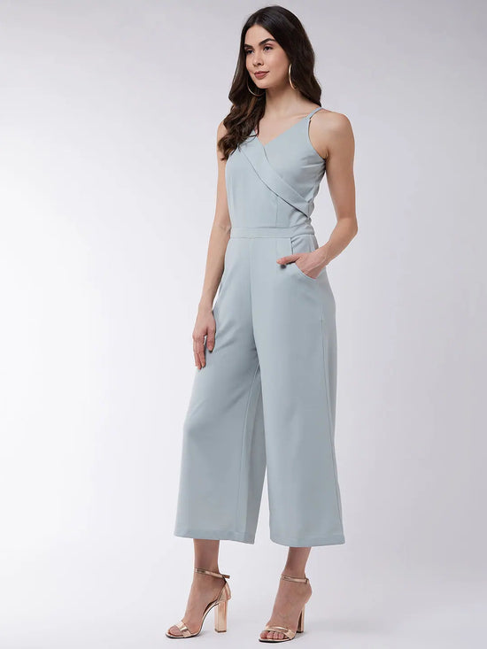 Solid Overlap Sleeveless Jumpsuit