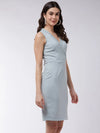 Powder Pastel Front Overlap Fitted Dress