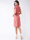 Solid Front Buttoned Fitted Dress