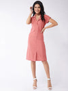 Solid Front Buttoned Fitted Dress