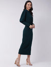 Green Leg 'O' Mutton Fitted Dress