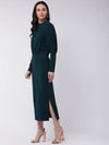 Green Leg 'O' Mutton Fitted Dress