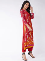 Printed Lurex Embellished Sindoor Kurta