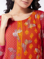 Printed Lurex Embellished Sindoor Kurta