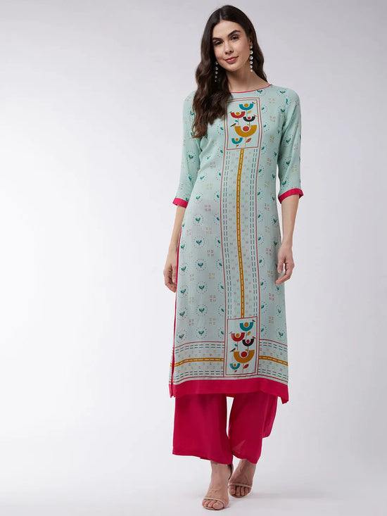 Pastel Placement Printed Long Kurta