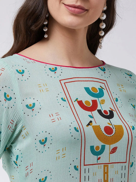 Pastel Placement Printed Long Kurta