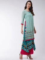 Pastel Printed Angarkha Double Layer Kurta