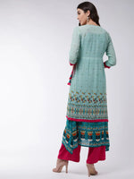 Pastel Printed Angarkha Double Layer Kurta