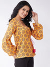 Kasturi Digital Printed Overlap Puff Sleeves Top