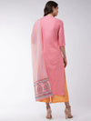 Pink Embroidered Kurta With Pants And Digital Printed Dupatta