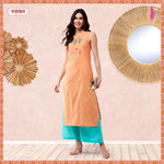 Orange Embroidered Sleeveless Kurta With Pants