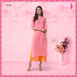 Pink Embroidered Quarter Sleeves Kurta With Pants