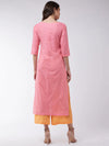 Pink Embroidered Quarter Sleeves Kurta With Pants