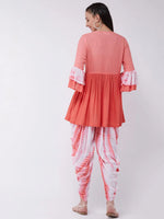 Ombre Tie-Dye Top With Dhoti Set With Embroidery