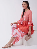 Ombre Tie-Dye Top With Dhoti Set With Embroidery