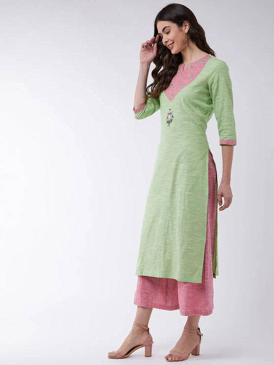 Embroidered Chambray Kurta