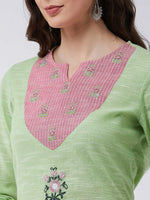 Embroidered Chambray Kurta