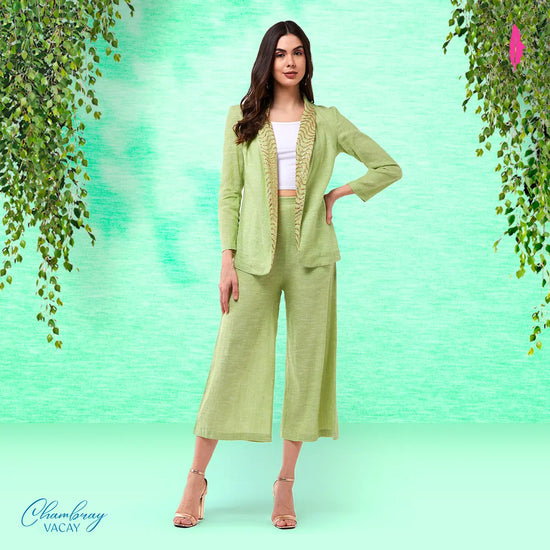 Solid Pastel Blazer And Pant Set-ZLCO10020-XS