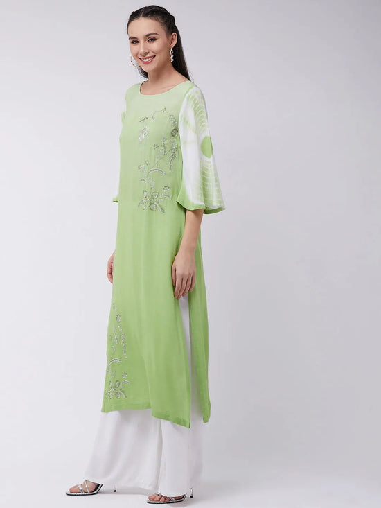 Ombre Tie-Dye Embroidered Kurta