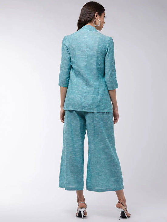 Chambray Long Blazer And Pant Set-ZLCO10034-XS