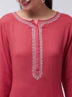 Ombre Embroidered Straight Fit Kurta