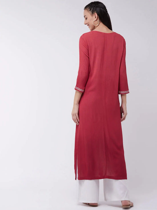 Ombre Embroidered Straight Fit Kurta