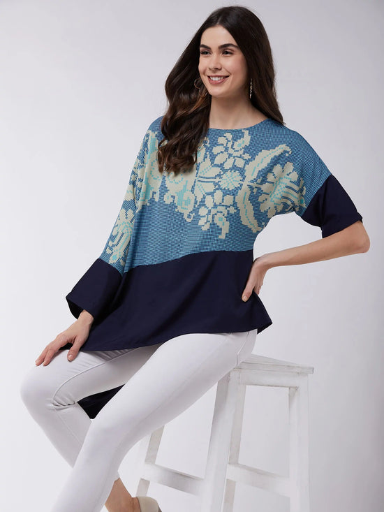 Asymmetric Printed Loose Top