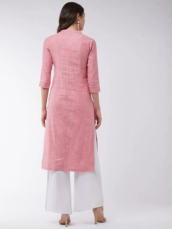 Yoke Embroidered Chambray Kurta