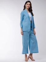 Chambray Long Blazer And Pant Set-ZLCO10035-XS