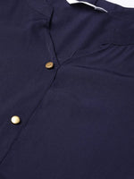 Casual Buttoned Shirt Dress-LAZL8003NAVY-XS