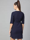 Casual Buttoned Shirt Dress-LAZL8003NAVY-XS