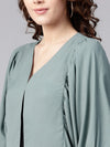 Solid Flared Cape Top-ZL6111GRY-XS