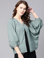 Solid Flared Cape Top-ZL6111GRY-XS